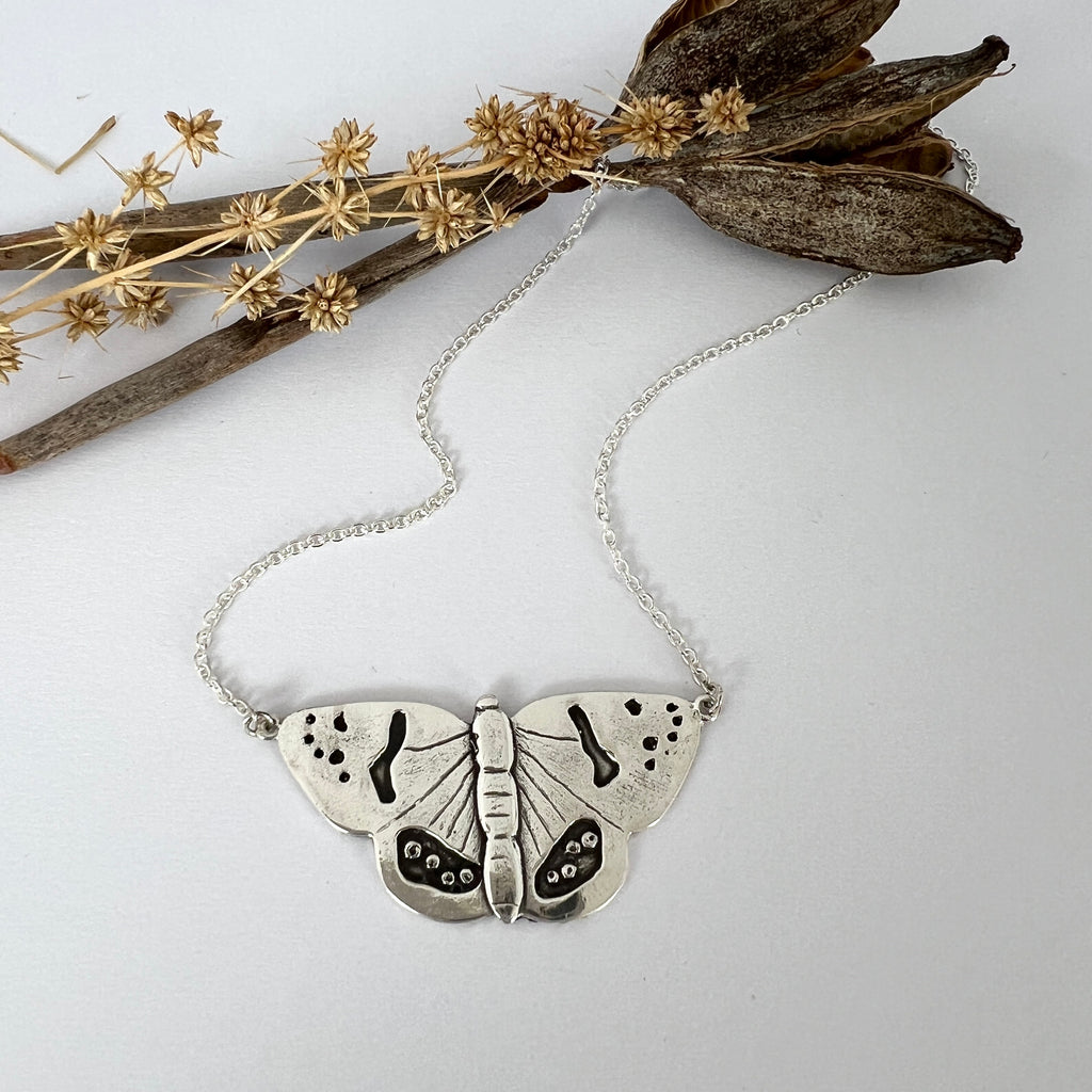 Red Admiral Butterfly Necklace, Sterling Silver
