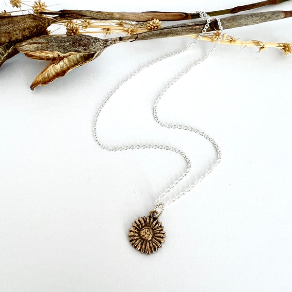 Sunflower Necklace, Bronze