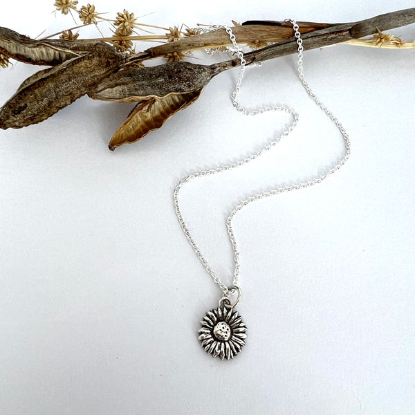 Sunflower Necklace, Sterling Silver