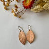 Petite Leaf Earrings, Imprinted Copper