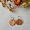 Full Moon Disc Earrings, Copper