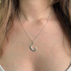 Petite Pīwakawaka Moon Necklace – Sterling Silver Fantail on Crescent Moon