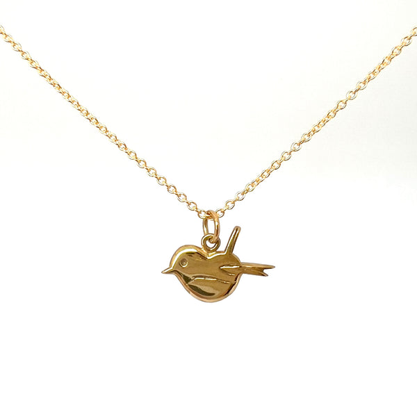 Petite Miromiro-Tomtit Necklace, Gold Plated