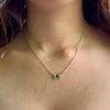 Twin Pīwakawaka & Pounamu Necklace – Petite Silver Fantails with Greenstone Gem