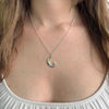 Petite Pīwakawaka Moon Necklace – Sterling Silver Fantail on Crescent Moon