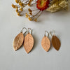 Leaf  Earrings, Imprinted Copper