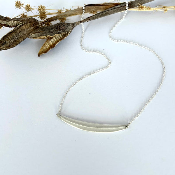 Petite Eucalyptus Leaf Necklace, Sterling Silver