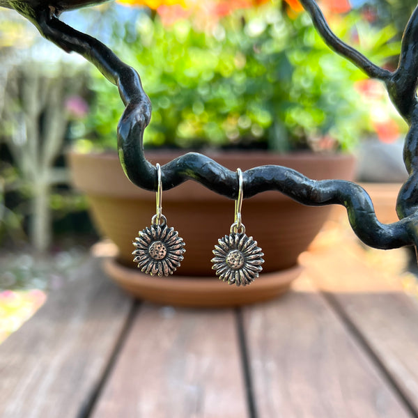 Sunflower Earrings, Bronze