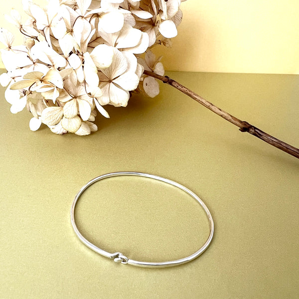 Buckle Bangle - 2mm wide, Sterling Silver