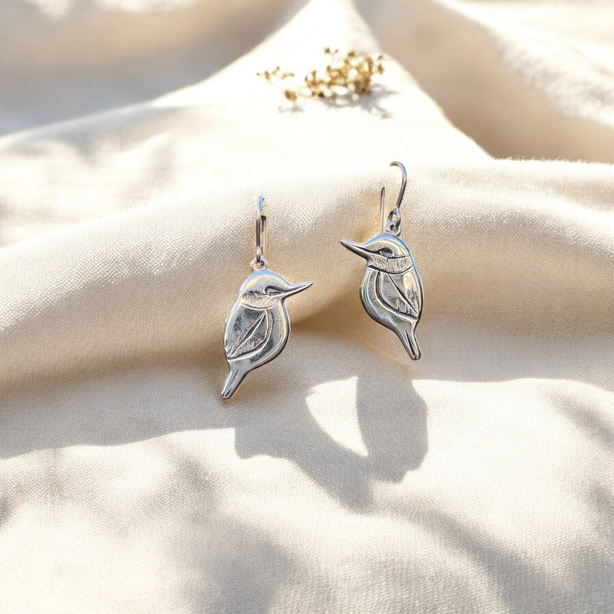 Petite Kōtare - Kingfisher Earrings, Sterling Silver