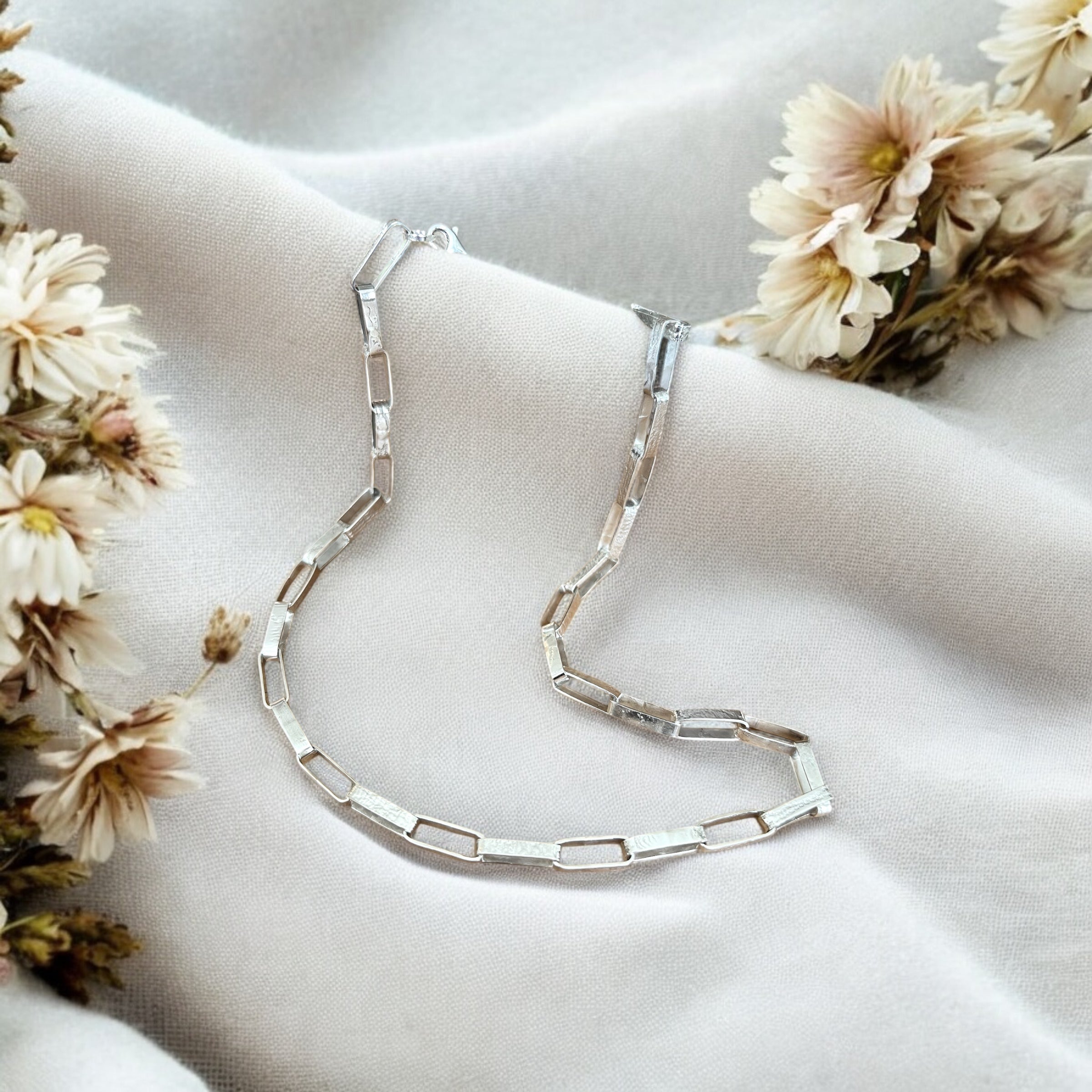 Handcrafted Paperclip necklace, Sterling silver