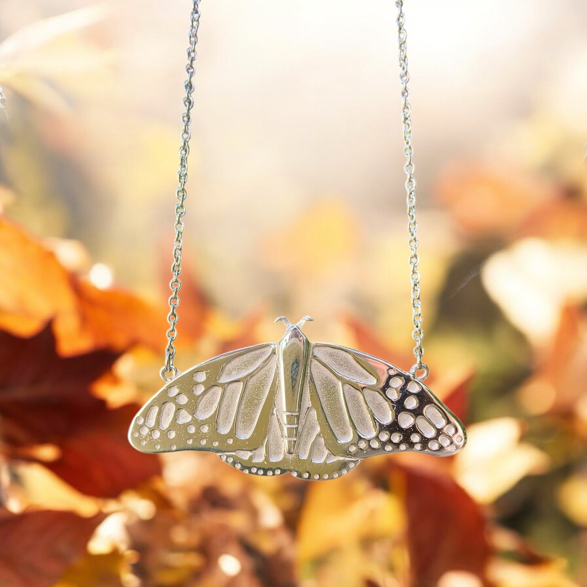 Monarch Butterfly Large Silver Butterfly Necklace Silver Monarch