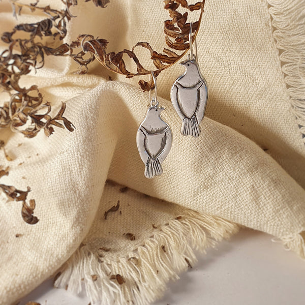 Kererū - Wood Pigeon Earrings, Sterling Silver