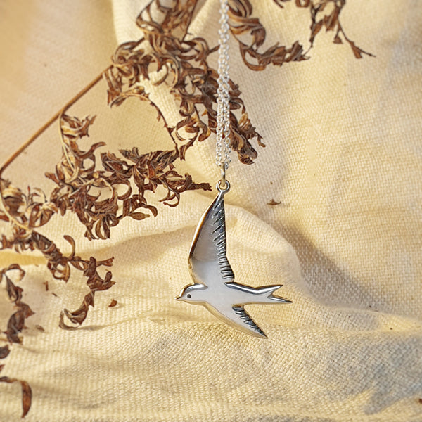 Welcome Swallow Necklace, Sterling Silver