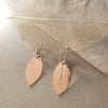 Petite Leaf Earrings, Imprinted Copper