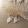 Petite Leaf Earrings, Imprinted Sterling Silver
