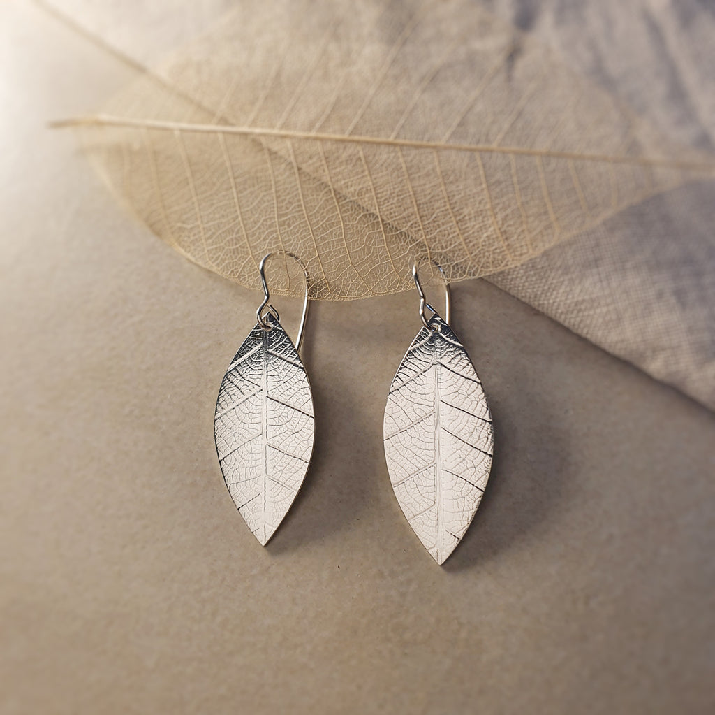 Silver Leaf Earrings Tania Mallow Jewellery NZ