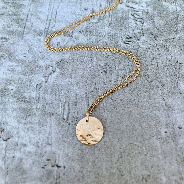 Full Moon Disc Necklace, Gold
