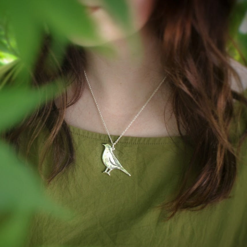 Silver Blackbird Necklace | Tania Mallow Jewellery NZ