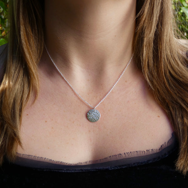 Full Moon Disc necklace, Sterling silver