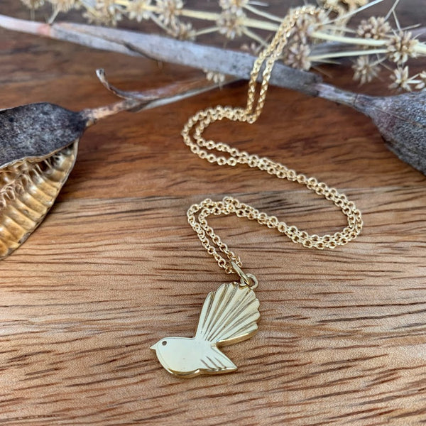 Pīwakawaka - Fantail Necklace, Gold