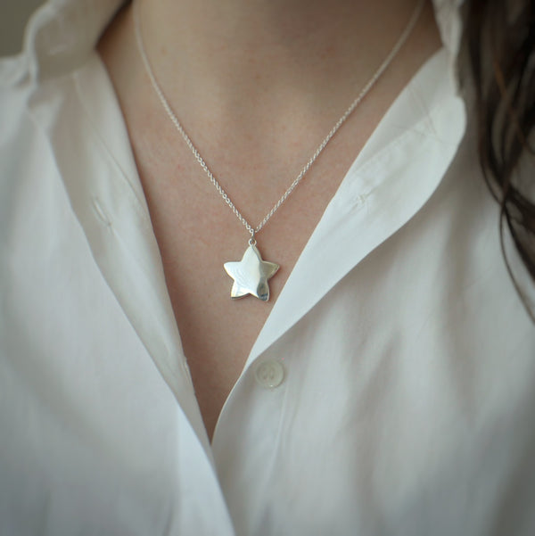 Chubby Star Necklace, Sterling Silver