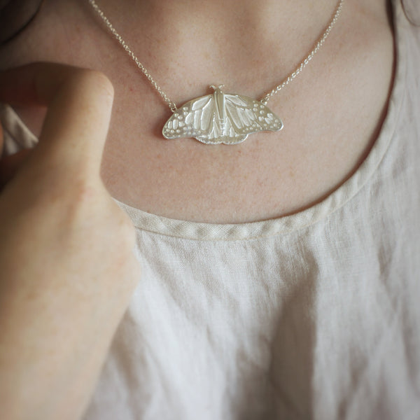 Monarch Butterfly necklace, silver