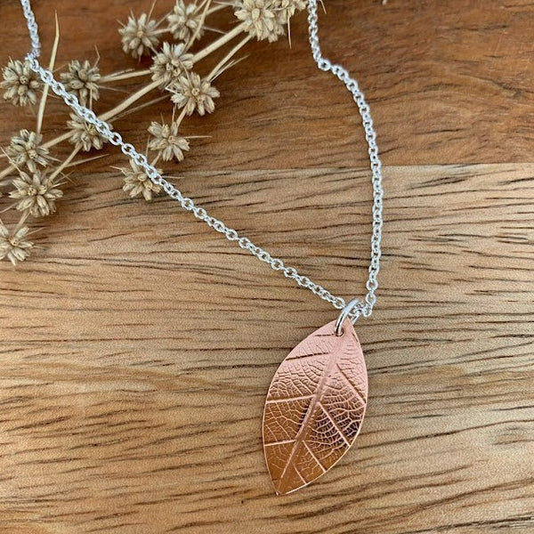 Petite Leaf Necklace, Copper