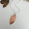 Leaf Necklace, Imprinted Copper