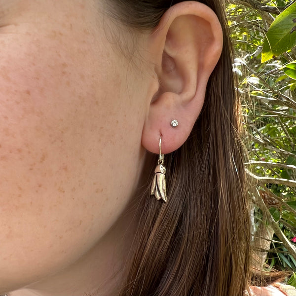 Kōwhai Flower earrings, Bronze
