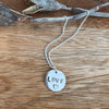 Love Disc Necklace, Stamped Sterling Silver
